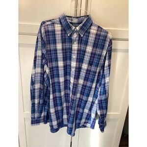 Ralph Lauren Performance Long Sleeve Button Up Sz 2XB Plaid Blue